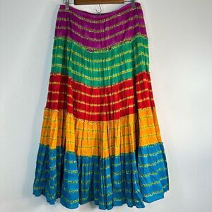 Vintage Lauren Ralph Lauren Women’s Colorful Boho Tiered Volume Maxi Skirt Small
